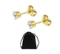1 paire de boucles d'oreilles en or avec 1 sac de rangement, boucles d'oreilles hypoallergéniques en acier inoxydable 316, zircone AAA, adaptées pour les fêtes, les voyages, les rendez-vous, les