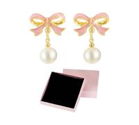 1 paire de boucles d'oreilles en perles, 1 boîte cadeau, boucles d'oreilles en perles, boucles d'oreilles avec nœud, boucles d'oreilles hypoallergéniques, cadeaux exquis, Alliage, huile dégoulinante