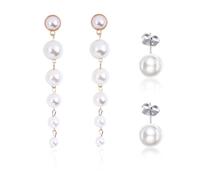 1 paire de boucles d'oreilles en perles, 1 paire de puces d'oreilles en perles, boucles d'oreilles en perles artificielles, boucles d'oreilles longues, pendants de boucles d'oreilles en perles