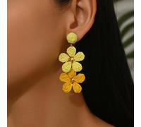 1 paire de boucles d'oreilles en rotin fleur de style dégradé, style bohème, design minimaliste, boucles d'oreilles à gland fleuri, convient pour le quotidien, les vacances et les soirées des femmes T