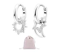 1 Paire De Boucles D'Oreilles Étoile, Lune Et Soleil, 1 Pochette À Bijoux, Boucles D'Oreilles Soleil, Boucles D'Oreilles Pendentif Lune Et Étoile Pour Filles, Boucles D'Oreilles Soleil Et Lune