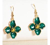 1 paire de boucles d'oreilles florales élégantes et haut de gamme, style minimaliste doux et polyvalent, en émail à l'huile, avec fleur à quatre pétales, trèfle à cinq feuilles, fleur à six pétales et