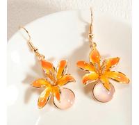 1 paire de boucles d'oreilles florales élégantes et luxueuses, minimalistes et polyvalentes, avec des fleurs à quatre pétales, des trèfles à cinq feuilles et des marguerites à six pétales en rose, bla