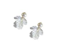 1 paire de boucles d'oreilles florales faites à la main, matériaux mélangés, bijoux d'inspiration vintage pour femmes, filles, vie quotidienne et fête, boucles d'oreilles à fleurs blanches avec