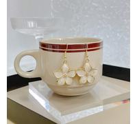1 paire de boucles d'oreilles géométriques à fleurs décorées, boucles d'oreilles élégantes de style vintage de Hong Kong avec blocs de couleurs rose,Blanc,noirgraphique,PlantesAlliage de zinc