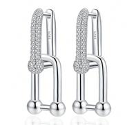 1 paire de boucles d'oreilles hypoallergéniques pour femmes, boucles d'oreilles en zircone cubique en forme de U, boucles d'oreilles classiques délicates convenant pour un usage quotidien, cadeau d'an