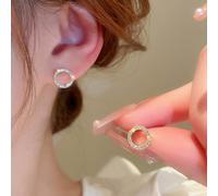 1 Paire De Boucles D'oreilles Minimalistes À La Mode, Petit Cercle Et Strass Brillants, Adaptées À Un Usage Quotidien Par Les Femmes Taille UniqueAlliage de zinc