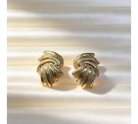 1 paire de boucles d'oreilles minimalistes à motif tourbillon doré, bijoux polyvalents multi-textures pour femmes, parfait pour un cadeau de fête des mères, le bureau, les tenues décontractées et les 