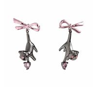 1 paire de boucles d'oreilles noires effrayantes en cristal - Boucles d'oreilles en forme de nœud - Bijoux pour femmes et filles