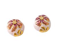 1 paire de boucles d'oreilles ovales colorées en acier inoxydable avec motif libellule et émail pour femme