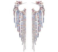1 paire de boucles d'oreilles pendantes à pompons en alliage et strass | Style élégant et distinctif, effet tombant avec dangle, pour soirée costumée et théâtre, pour maman ou grand-mère