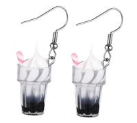1 paire de boucles d'oreilles pendantes amusantes en forme de crème glacée pour femme - Accessoire unique pour les fêtes, les voyages et le quotidien - Design créatif de tasse de fruits disponible