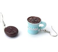 1 paire de boucles d'oreilles pendantes asymétriques drôles en forme de tasse de grain de café, boucles d'oreilles pendantes pour femme, bijoux, Plastique