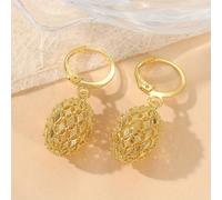 1 paire de boucles d'oreilles pendantes classiques en forme de boule creuse, bijoux simples et polyvalents pour un usage quotidien, bijoux de tempérament