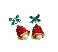 1 paire de boucles d'oreilles pendantes de Noël avec nœud vert pour femme, boucles d'oreilles pendantes exquises avec carillon éolien, cadeau de Nouvel An, joli et astucieux