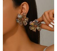 1 paire de boucles d'oreilles pendantes de style bohème moyen-oriental, style de palais oriental tressé à la main. Nouvelles additions incluant un pendentif floral en faux perle, chrysanthème, grenade