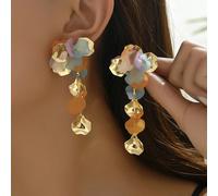 1 paire de boucles d'oreilles pendantes de style bohème moyen-oriental, style palais oriental tressé fait main. Nouveaux ajouts incluant un pendentif floral en faux perle, chrysanthème, grenade, fleur