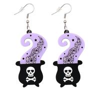 1 paire de boucles d'oreilles pendantes en acrylique en forme de tête de mort, gothique, punk, ornements pour fêtes d'Halloween