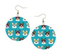 1 paire de boucles d'oreilles pendantes en cuir avec lunettes et moustaches corgi mignonnes pour femmes et filles