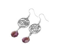 1 paire de boucles d'oreilles pendantes en pierre naturelle pour femme Améthystes à facettes Rose Fleur Crochet Boucle d'oreille, Pierre