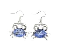 1 paire de boucles d'oreilles pendantes en pierre naturelle pour femme en forme de crabe en forme d'œuf améthyste crochet boucles d'oreilles, Pierre