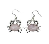 1 paire de boucles d'oreilles pendantes en pierre naturelle pour femme en forme de crabe en forme d'œuf améthyste crochet boucles d'oreilles, Pierre