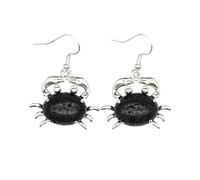 1 paire de boucles d'oreilles pendantes en pierre naturelle pour femme en forme de crabe en forme d'œuf améthyste crochet boucles d'oreilles, Pierre