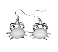 1 paire de boucles d'oreilles pendantes en pierre naturelle pour femme en forme de crabe en forme d'œuf améthyste crochet boucles d'oreilles, Pierre