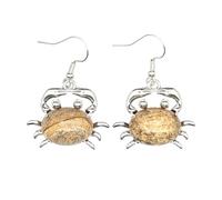 1 paire de boucles d'oreilles pendantes en pierre naturelle pour femme en forme de crabe en forme d'œuf améthyste crochet boucles d'oreilles, Pierre