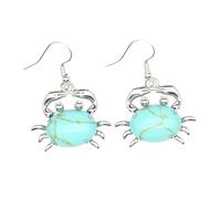 1 paire de boucles d'oreilles pendantes en pierre naturelle pour femme en forme de crabe en forme d'œuf améthyste crochet boucles d'oreilles, Pierre