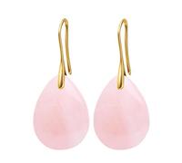 1 paire de boucles d'oreilles pendantes en pierre naturelle pour femme en forme de larme - Obsidienne noire - Améthyste - Quartz rose - Couleur or