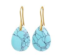 1 paire de boucles d'oreilles pendantes en pierre naturelle pour femme en forme de larme - Obsidienne noire - Améthyste - Quartz rose - Couleur or