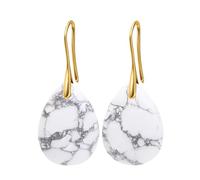 1 paire de boucles d'oreilles pendantes en pierre naturelle pour femme en forme de larme - Obsidienne noire - Améthyste - Quartz rose - Couleur or