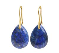 1 paire de boucles d'oreilles pendantes en pierre naturelle pour femme en forme de larme - Obsidienne noire - Améthyste - Quartz rose - Couleur or