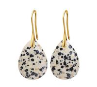 1 paire de boucles d'oreilles pendantes en pierre naturelle pour femme en forme de larme - Obsidienne noire - Améthyste - Quartz rose - Couleur or