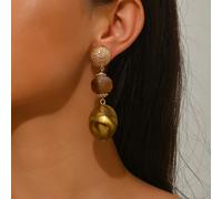 1 paire de boucles d'oreilles pendantes en résine avec motifs géométriques asymétriques élégants et sexy, vagues, faux jade, fleurs multicolores, grain de bois, lavis d'encre, avec un clou en forme de
