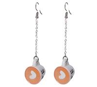 1 paire de boucles d'oreilles pendantes mignonnes, cœur plat dans une tasse de café, boucles d'oreilles alimentaires pour femmes, bijoux créatifs faits à la main, cadeaux à la mode