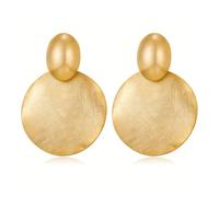 1 paire de boucles d'oreilles pendantes rondes en forme de disque - Dorées - Pour femme, taille unique, Agate