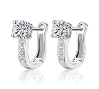 1 paire de boucles d'oreilles pour femmes et filles en argent boucles d'oreilles avec du cerceau en forme de paillettes en zircone