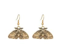 1 paire de boucles d'oreilles rétro de style égyptien, boucles d'oreilles mystérieuses et charmantes en forme de papillon de nuit, style gothique, ethnique, fête, cadeau d'Halloween, taille unique