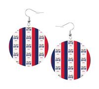 1 paire de boucles d'oreilles rondes en cuir léger avec motif drapeau de l'État de l'Iowa - Cadeau tendance pour femmes et filles, One Size, Polyester