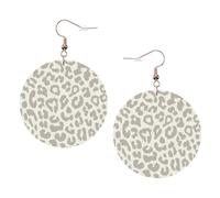 1 paire de boucles d'oreilles rondes en cuir léger imprimé léopard marron pour femmes et filles, One Size, Polyester