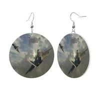 1 paire de boucles d'oreilles rondes en cuir pour femme, motif avion, crochets de boucles d'oreilles en cuir, adaptées pour les fêtes au quotidien, taille unique