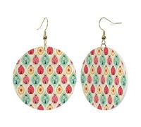 1 paire de boucles d'oreilles rondes en cuir pour femme, motif coccinelles, motif dessin animé, crochets de boucles d'oreilles en cuir, adaptées pour les fêtes au quotidien, taille unique