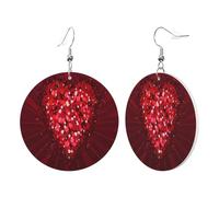 1 paire de boucles d'oreilles rondes en cuir pour femme, motif Happy Valentine's Day, crochets de boucles d'oreilles en cuir, adaptées pour les fêtes et au quotidien, taille unique