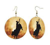 1 paire de boucles d'oreilles rondes en cuir pour femme - Motif taureau cool - Crochets de boucles d'oreilles en cuir - Convient pour une fête ou un usage quotidien, taille unique