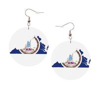 1 paire de boucles d'oreilles rondes imprimées avec drapeau de l'État de Virginie pour femme, 1 paire de boucles d'oreilles percées en cuir léger, bijoux tendance, cadeaux pour femmes et filles
