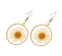 1 Paire De Boucles D'Oreilles Tournesol Boucles D'Oreilles Fleurs Pour Femmes D'Oreilles Rondes Pendantes En Fleurs Séchées D'Oreilles