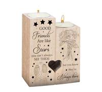 1 paire de bougeoirs en forme de cœur en bois, artisanat en bois, cadeaux d'amitié féminins, cadeaux décoratifs pour meilleures amies, sœurs et collègues