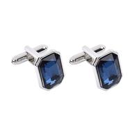 1 paire de boutons de manchette carrés classiques en argent avec cristal saphir bleu pour homme - Ensemble élégant pour marié - Accessoires de chemise de mariage et d'affaires